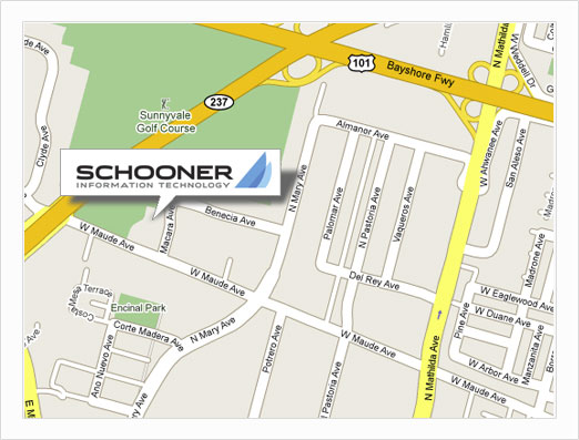 Map with directions to Schooner